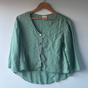 Vintage Turquoise Button Front Top, S